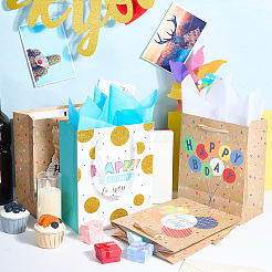 4 шт. 4-цветные прямоугольные бумажные пакеты с принтом на тему дня рождения и ручкой-лентой&nbsp;ABAG-SP0001-19