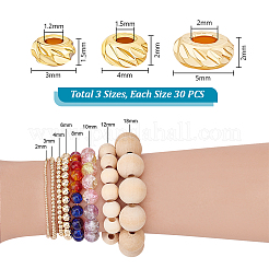 90 шт. 3 стиля латунные распорные бусины для стоек&nbsp;KK-PH0012-66