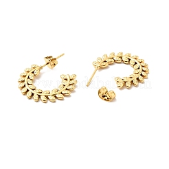 Серьги-гвоздики из нержавеющей стали 304 с ионным покрытием (IP) в форме оливкового листа&nbsp;EJEW-A076-01G