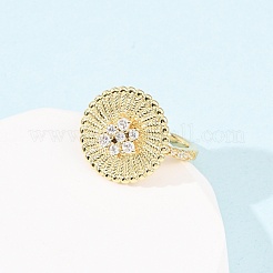 Регулируемые латунные кольца-манжеты с микропаве из кубического циркония для женщин&nbsp;RJEW-B139-07G-01