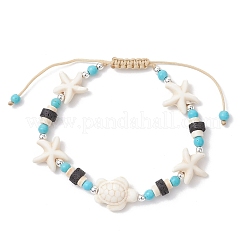 Синтетические бирюзовые бусины плетеные браслеты для мужчин и женщин&nbsp;BJEW-JB11993-01