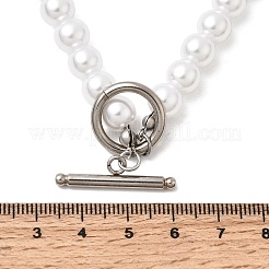 Белые круглые пластиковые жемчужные бусы диаметром 8 мм для женщин&nbsp;NJEW-L469-01P