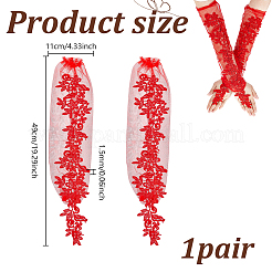 Длинные перчатки без пальцев из полиэстерового кружева с цветочным узором&nbsp;AJEW-WH0348-695A