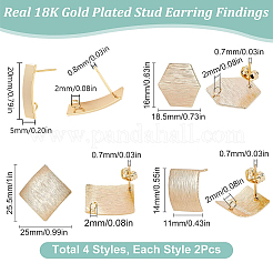 16 шт. 4 стильные латунные серьги-гвоздики&nbsp;KK-BBC0003-30