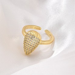 Кольца-манжеты для женщин с покрытием из латуни с микропаве из прозрачного кубического циркония&nbsp;RJEW-M028-101G