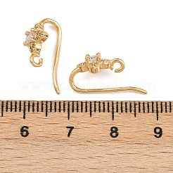 Крючки для сережек-цветков из латуни с микропаве из прозрачных кубических цирконий KK-A274-08G