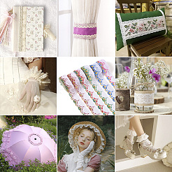 30 ярд двухцветного полиэстерового кружева в этническом стиле с цветочной отделкой&nbsp;OCOR-TA0001-83B