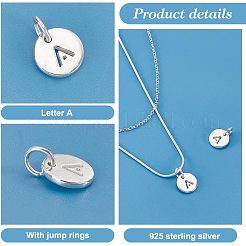 2 шт. 925 плоских круглых полых подвески из стерлингового серебра с соединительными кольцами&nbsp;STER-PH0002-83A