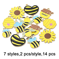 14 шт. 7 стиля эмалевые подвески из сплава с пчелиной тематикой&nbsp;FIND-FP0002-83