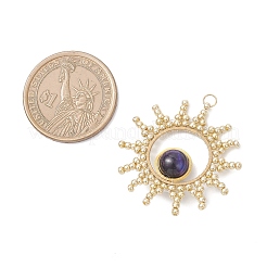 Круглый натуральный окрашенный тигровый глаз с подвесками в виде солнца из стеклянных бусин&nbsp;PALLOY-MZ01082-03