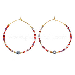 Серьги-кольца из стеклянных бусин ручной работы в стиле бохо&nbsp;RN1446-6