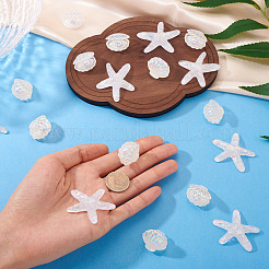 26 шт. 2 стиля УФ-покрытие океанская тематика прозрачные смоляные кабошоны&nbsp;CRES-TA0001-54