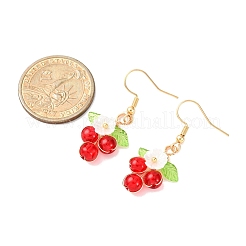 Серьги-подвески в виде цветка с круглыми акриловыми и стеклянными бусинами&nbsp;EJEW-JE06634-01