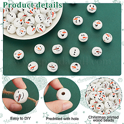Рождественские печатные деревянные бусины&nbsp;WOOD-PH0003-24