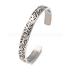 Браслеты-манжеты из нержавеющей стали 304 с гравировкой&nbsp;BJEW-P386-02AS