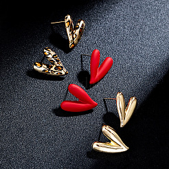 3 пара серег-гвоздиков из сплава с леопардовым принтом в форме сердца&nbsp;FS-WG7979B-01