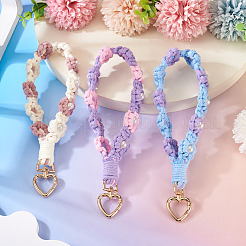 3 шт. хлопчатобумажные плетеные цветочные подвески-украшения&nbsp;AJEW-TA0002-72C