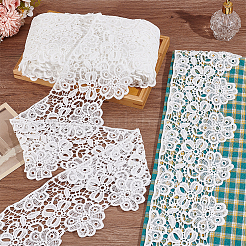 15 ярд хлопковой кружевной ленты с цветочной вышивкой&nbsp;OCOR-WH0086-91B