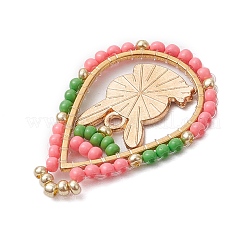 Пасхальная тематика стеклянные бусины каплевидной формы с подвесками в виде кроликов&nbsp;PALLOY-MZ00580-03