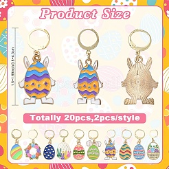 20 шт. 10 стиля пасхальных эмалевых подвесных украшений из сплава&nbsp;HJEW-YW00289