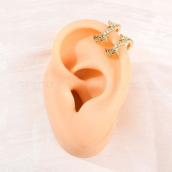 Латунные серьги-манжеты из прозрачного кубического циркония&nbsp;EJEW-D328-02G-03