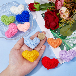 10 шт. 10-цветное сердце ручной работы крючком хлопковые украшения аксессуары&nbsp;AJEW-DC0003-30