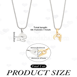 1 комплект парных цепочек-подвесок в форме сердца из нержавеющей стали для женщин и мужчин&nbsp;NJEW-LP0001-61C