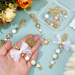 6шт 3 стиля сплав с пластиковой подвеской в виде жемчуга брелок&nbsp;KEYC-FH00080