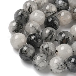 Натуральные турмализированные кварцевые бусинки&nbsp;G-F818-A09-14mm