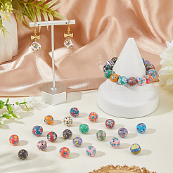 120 шт. бусины из полимерной глины с цветочным узором ручной работы&nbsp;CLAY-PA0001-24A