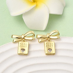 Латунные серьги-гвоздики с микропаве из кубического циркония&nbsp;EJEW-H180-20B-G