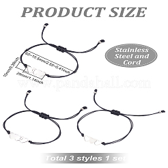 Набор браслетов из нержавеющей стали с восковым шнуром в форме сердца&nbsp;BJEW-LP0001-26