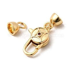 Латунные микро проложить кубического циркония когтя омара застежками&nbsp;KK-U059-51G