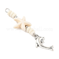 Большие подвески-рондель из бирюзового сплава и морской звезды с искусственным бирюзовым узором&nbsp;PALLOY-JF04012-02