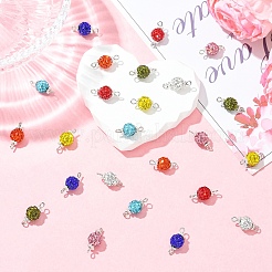 24 шт. 8-цветные круглые подвески-коннекторы из полимерной глины со стразами. С железной фурнитурой.&nbsp;PALLOY-YW00150