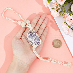 Подвесной кулон неправильной формы из натурального аметиста&nbsp;HJEW-WH0069-03B