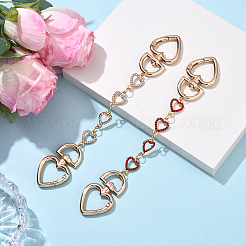 Сплав микро паве стразы сердце звено сумка удлинитель цепи&nbsp;HJEW-YW00118-01