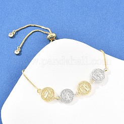 Латунные браслеты-слайдеры с цепочкой-коробкой&nbsp;BJEW-C139-01A-GP