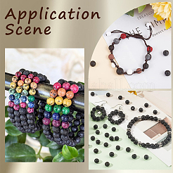 580 шт. 4 размера круглых бусин из натуральной лавы&nbsp;G-SP0001-18