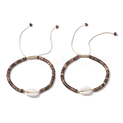 Летние пляжные женские браслеты на щиколотку из натуральных ракушек и кокоса с бусинами heishi&nbsp;AJEW-AN00648