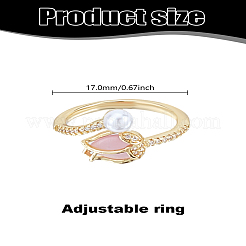 1 шт. минималистичное кольцо с жемчугом и микро-бриллиантами для женщин&nbsp;RJEW-LP0008-20