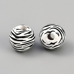 Европейский бисер с рисунком под кожу зебры из дерева&nbsp;WOOD-WH0029-126B