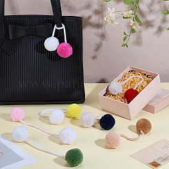 7 шт. 7-цветный полиэстеровый двухцветный помпоновый шар подвеска украшения&nbsp;HJEW-PH0001-90