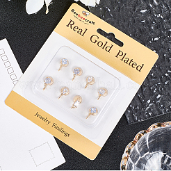 12 шт. 6 стиля латунная микропаве прозрачная кубическая циркониевая фурнитура для ушей&nbsp;KK-BBC0022-22