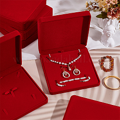 Квадратные бархатные коробки для демонстрации ожерелий&nbsp;CON-WH0095-161