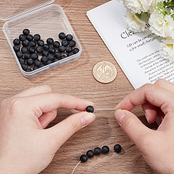 1 нить бусин из натурального черного обсидиана&nbsp;G-AR0005-89