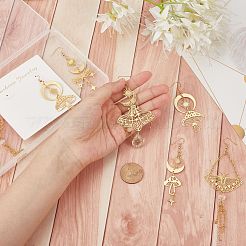 5 пара 5 стильных серег-подвесок из сплава с мотивами таро «звезда и луна» для женщин&nbsp;EJEW-SC0001-32