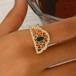 Полые геометрические латунные микропаве регулируемые кольца для женщин&nbsp;RM6022-1