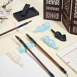 6 шт. 6-цветная керамическая подставка для кистей для каллиграфии в форме кошки&nbsp;AJEW-PH0006-44