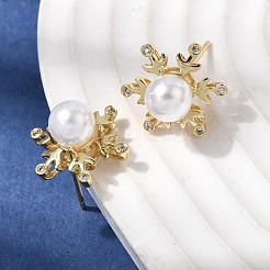 Серьга-гвоздик из латуни с кубическим цирконием&nbsp;EJEW-H180-08G